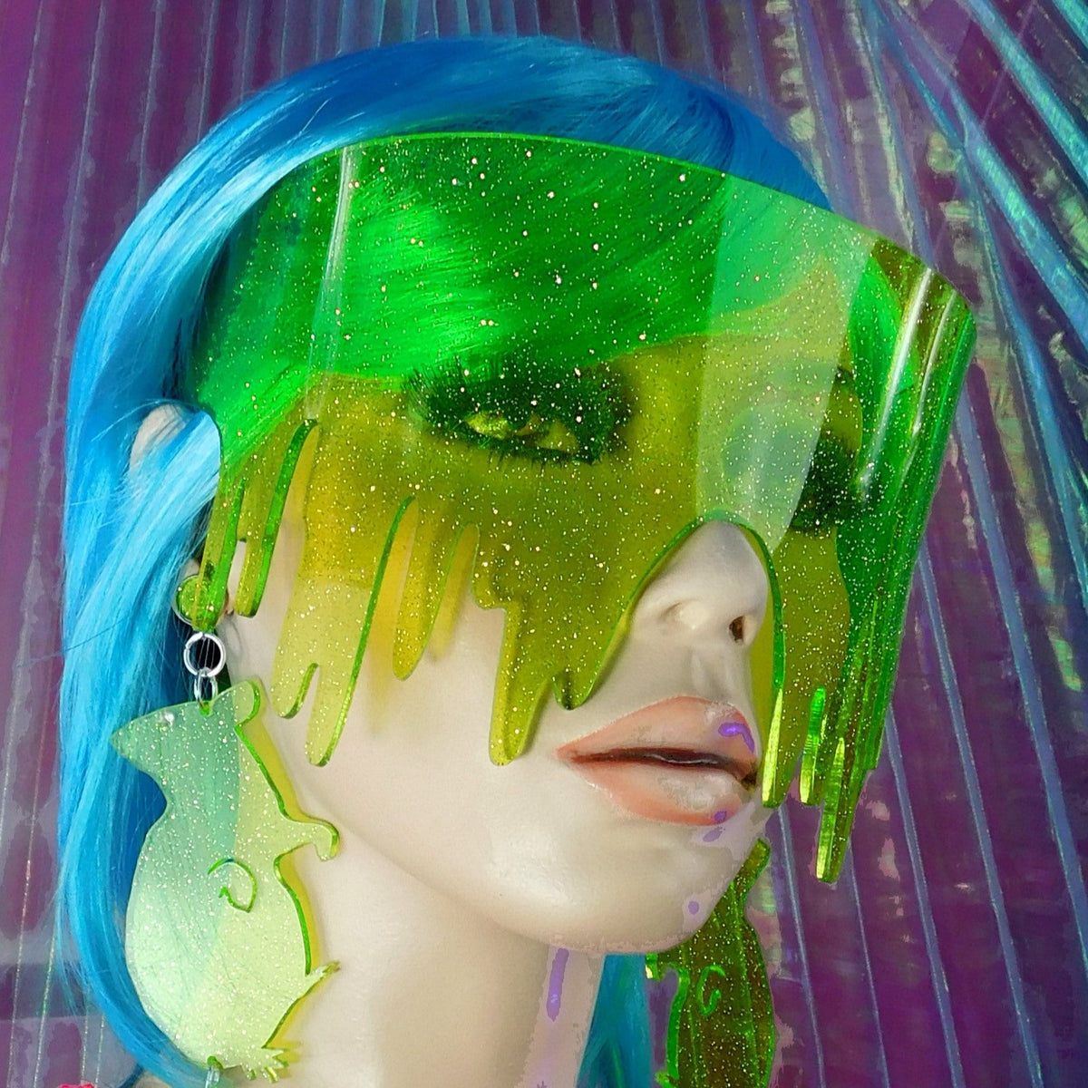 Lime Glitter Drippy Slime Visor – yokaicandy.com