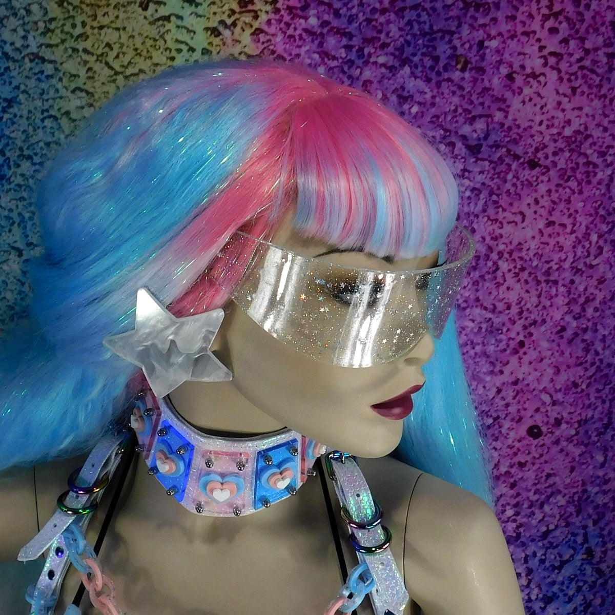 Hologram Star Glitter Clear Curve Visor – yokaicandy.com